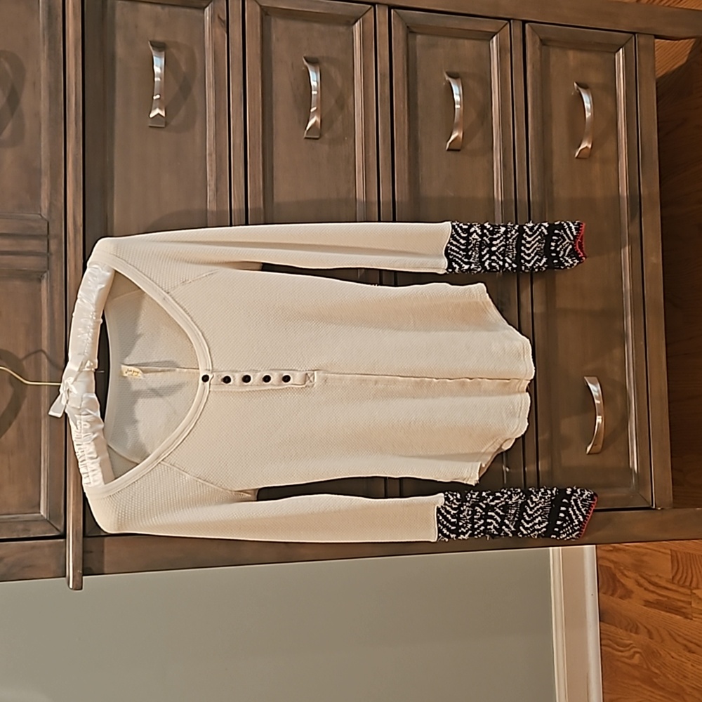FREE PEOPLE cream thermal button up